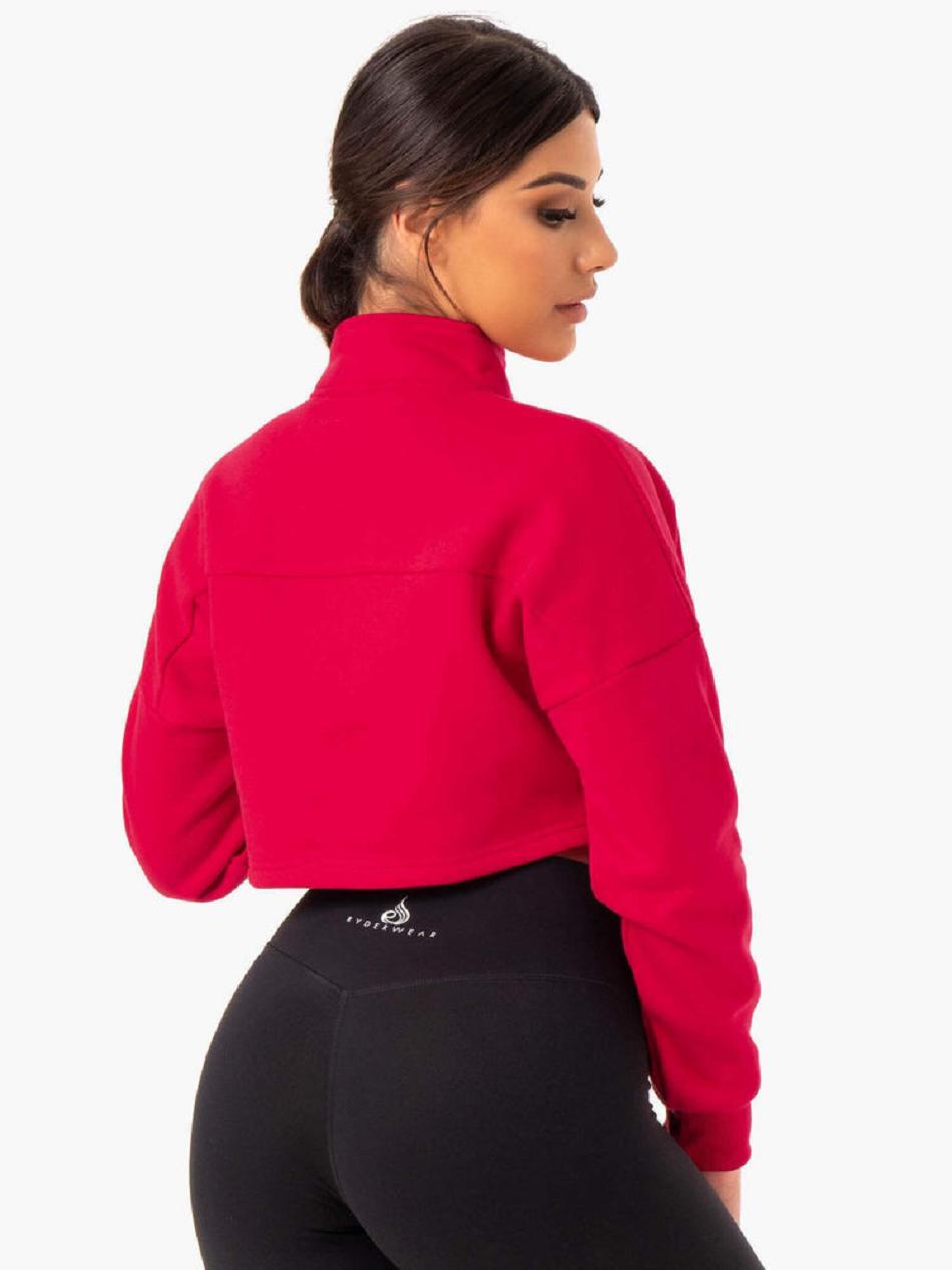 Pink / Red Women's Ryderwear Base Half Zip Jumper Jackets | GB7019463