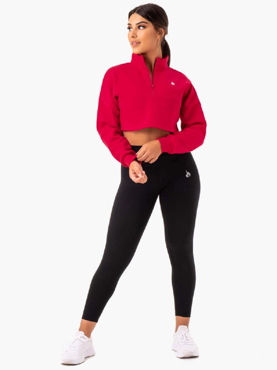 Pink / Red Women's Ryderwear Base Half Zip Jumper Jackets | GB7019463