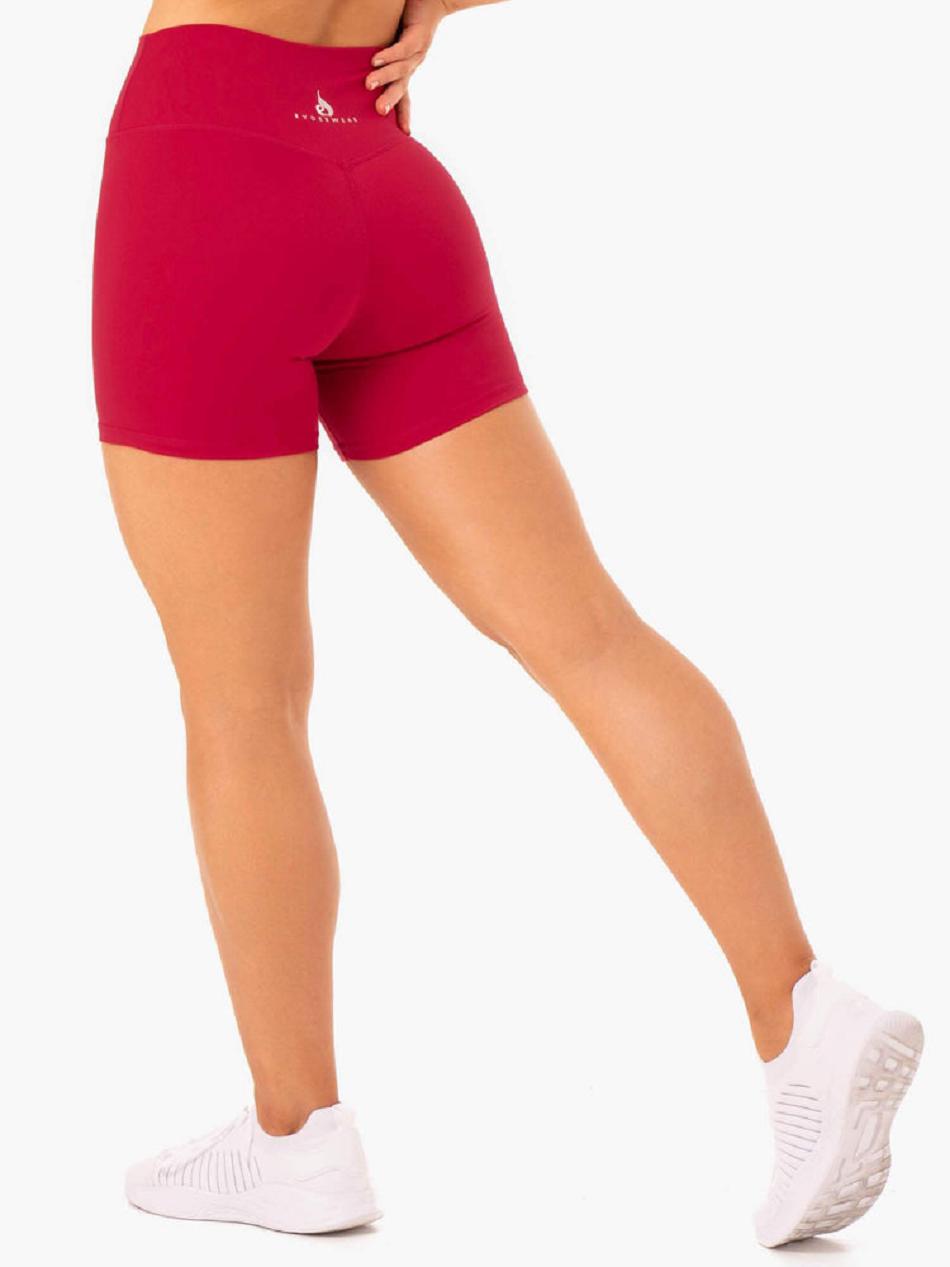 Pink / Red Women's Ryderwear Base High Waisted Shorts | 49EW69300