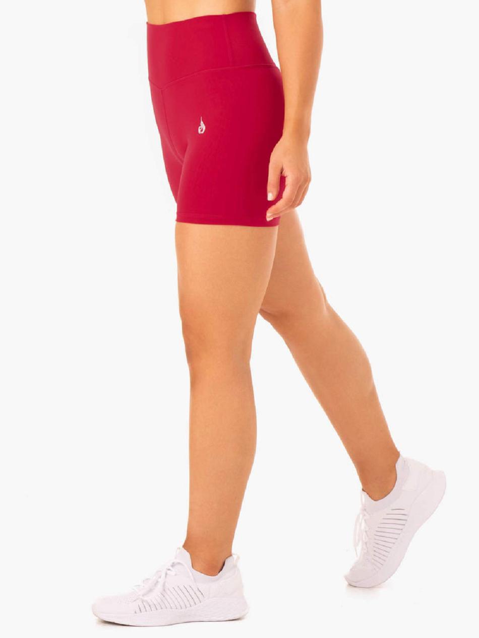 Pink / Red Women's Ryderwear Base High Waisted Shorts | 49EW69300