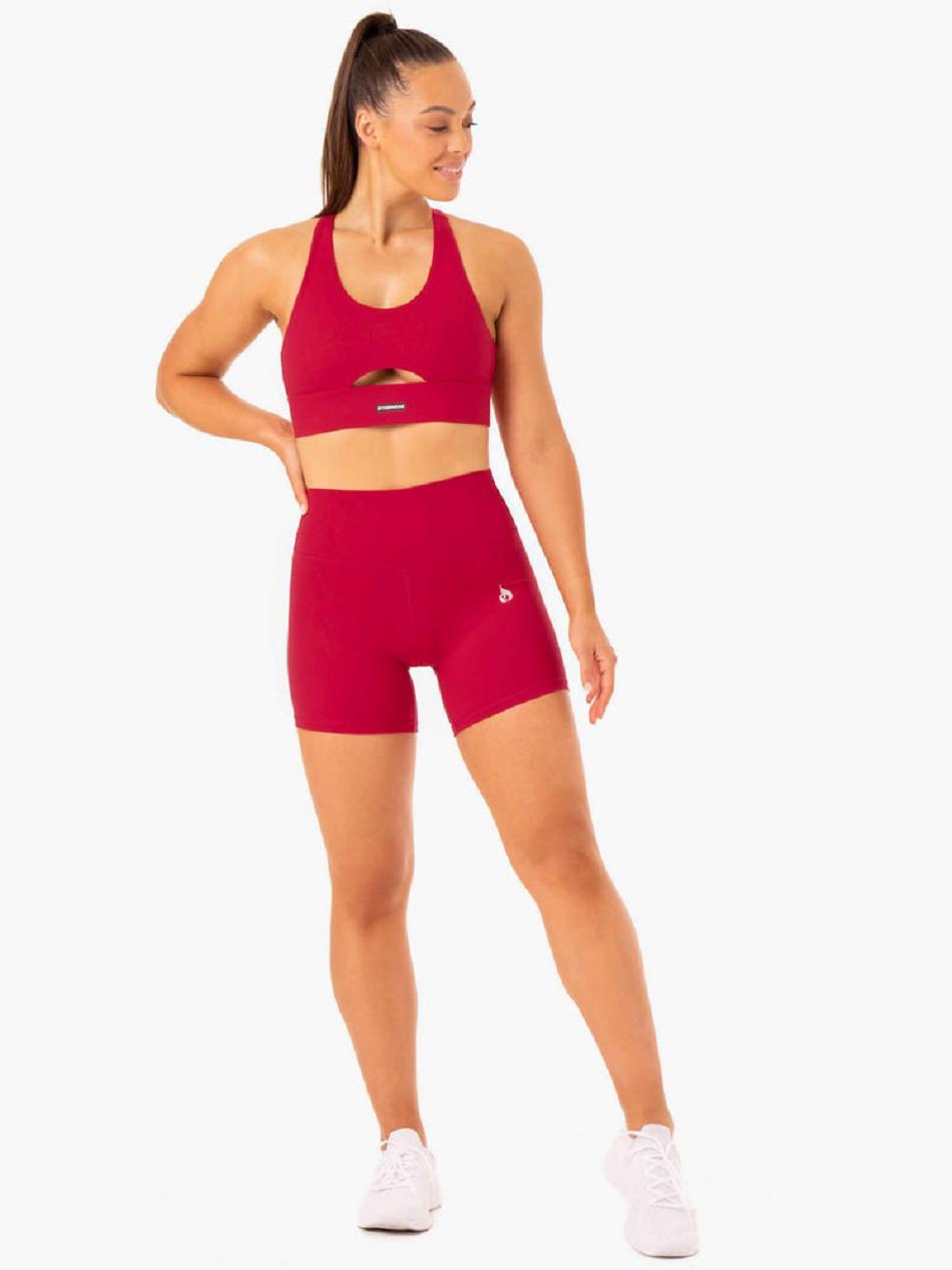 Pink / Red Women's Ryderwear Base High Waisted Shorts | 49EW69300