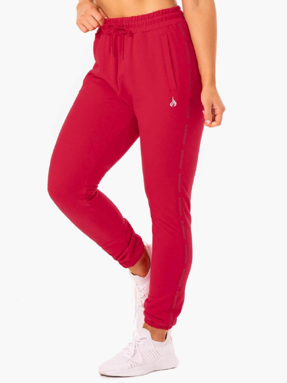 Pink / Red Women's Ryderwear Base High Waisted Track Pants | 76ES80234