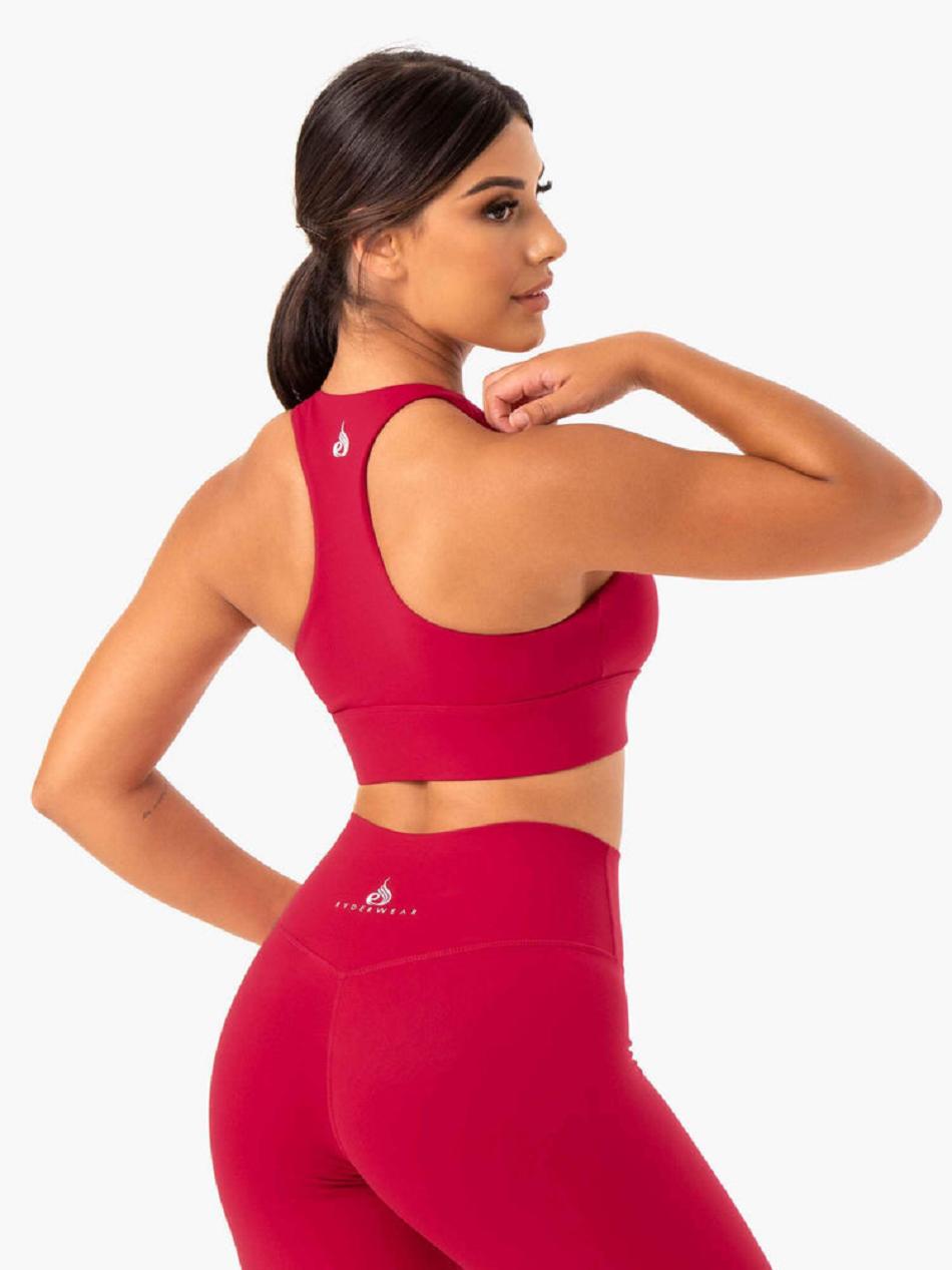 Pink / Red Women's Ryderwear Base Racer Back Sports Bras | DF5999280