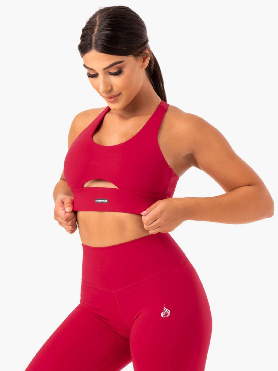 Pink / Red Women's Ryderwear Base Racer Back Sports Bras | DF5999280