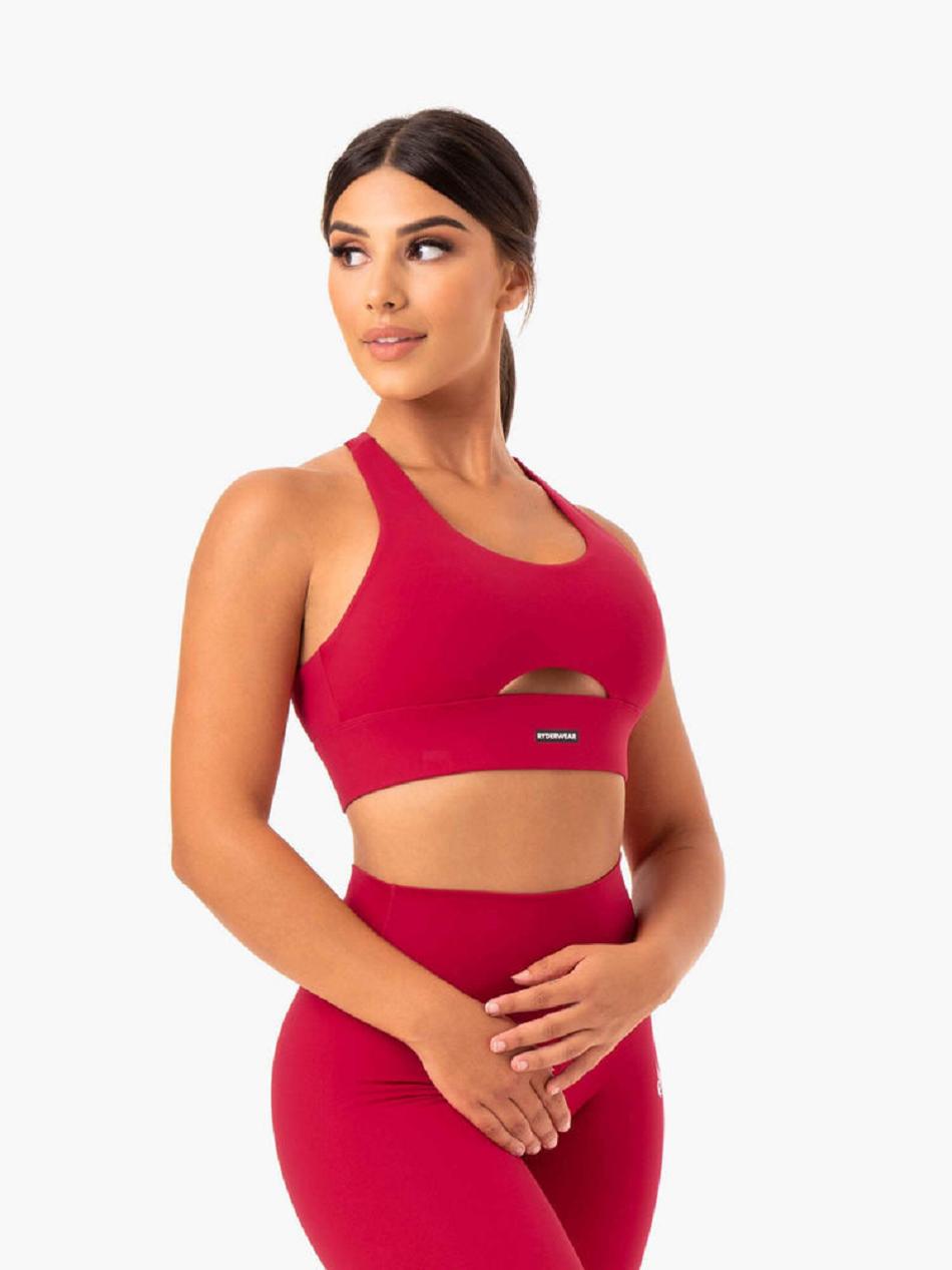 Pink / Red Women's Ryderwear Base Racer Back Sports Bras | DF5999280