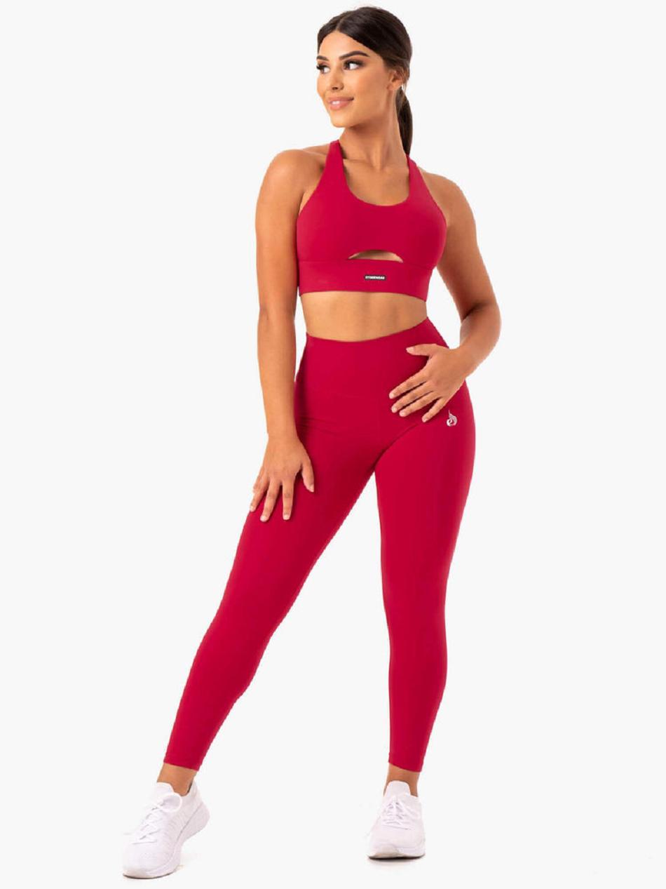 Pink / Red Women's Ryderwear Base Racer Back Sports Bras | DF5999280