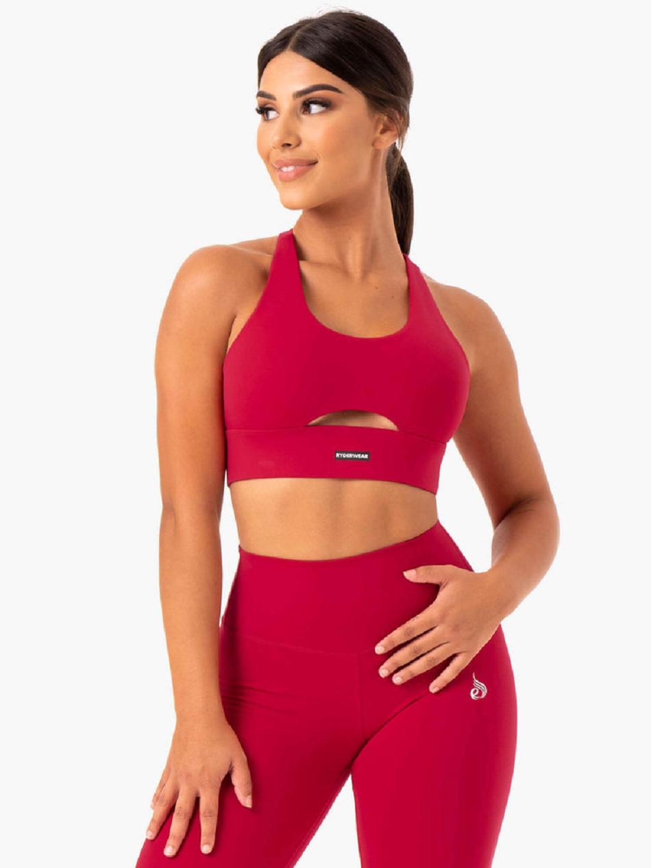 Pink / Red Women\'s Ryderwear Base Racer Back Sports Bras | DF5999280