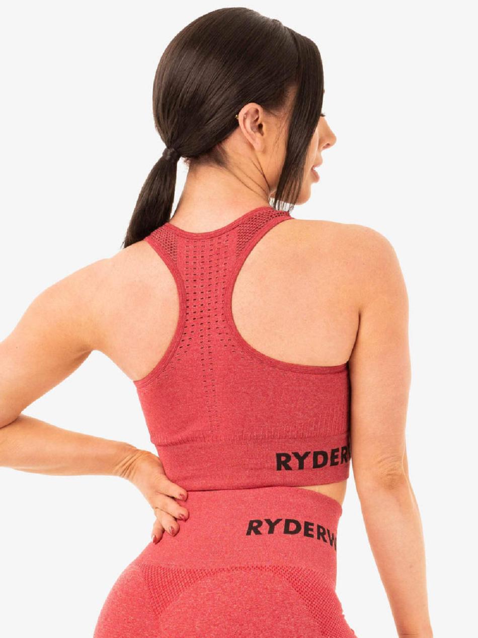 Pink / Red Women's Ryderwear Seamless Staples Sports Bras | 109Y19487