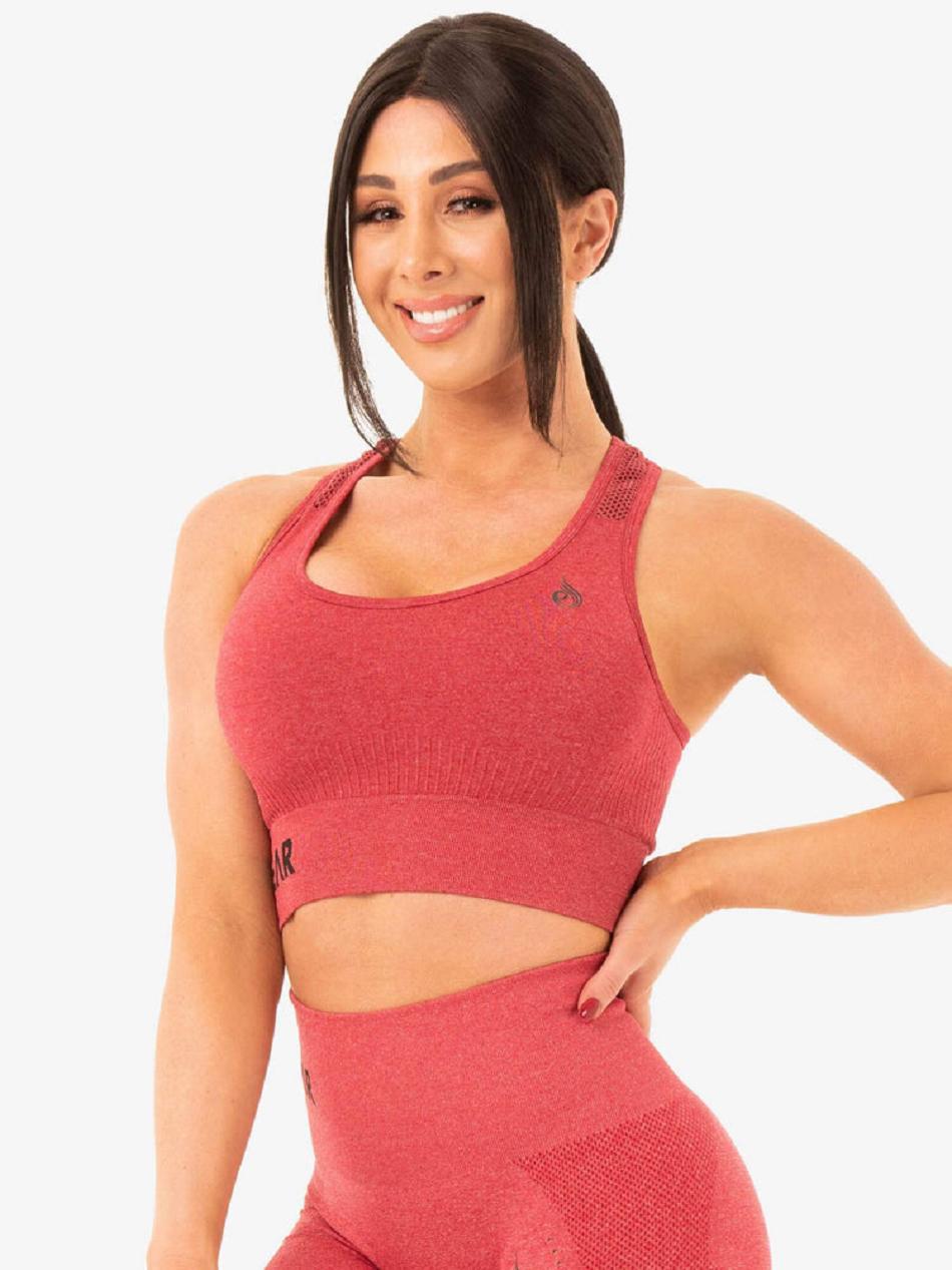 Pink / Red Women's Ryderwear Seamless Staples Sports Bras | 109Y19487