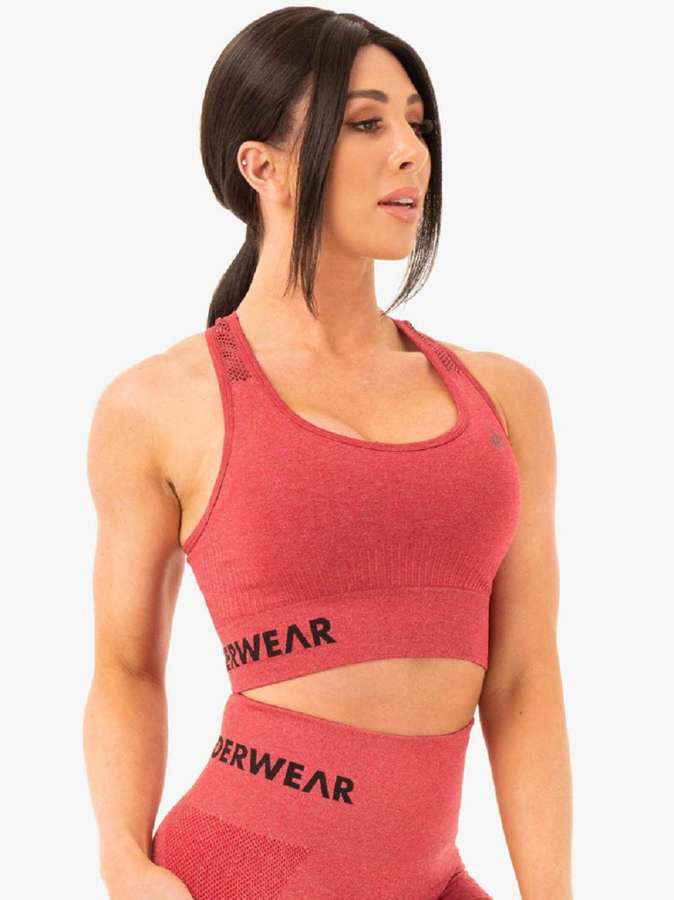 Pink / Red Women's Ryderwear Seamless Staples Sports Bras | 109Y19487