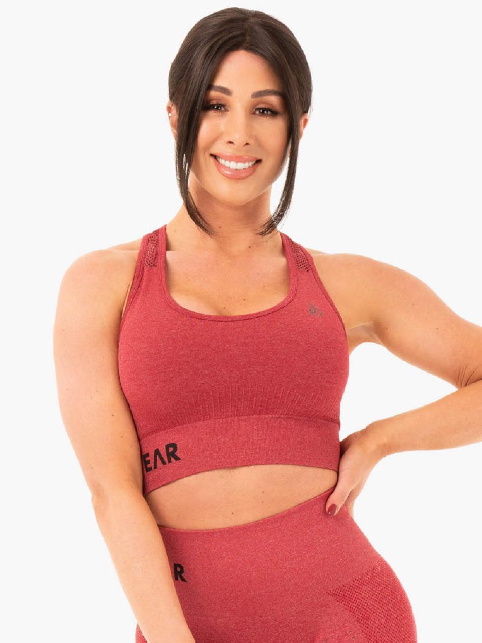 Pink / Red Women\'s Ryderwear Seamless Staples Sports Bras | 109Y19487