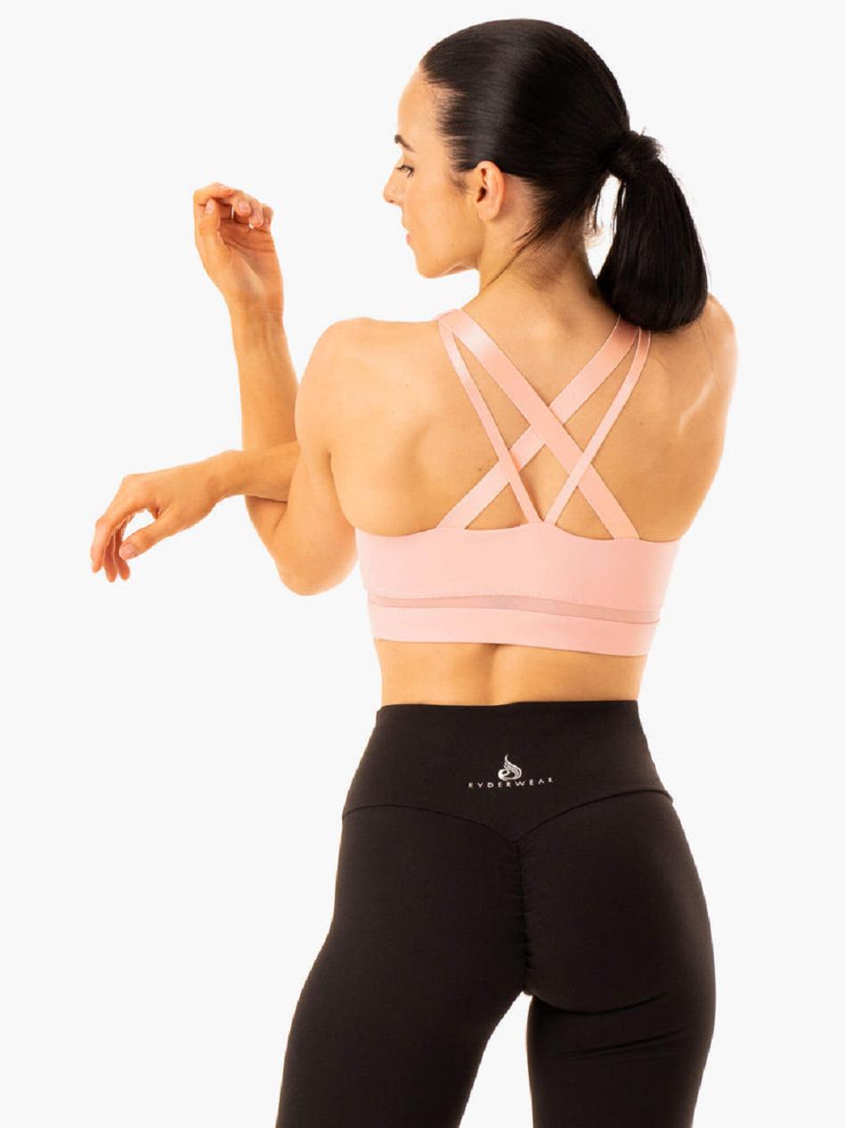 Pink Women's Ryderwear Amazon Mesh Sports Bras | 58HF55872