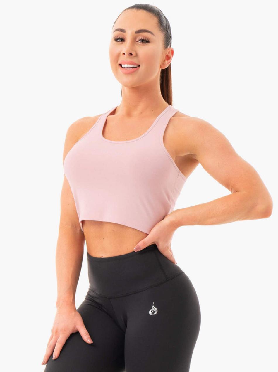 Pink Women's Ryderwear Cropped Racer Tanks | HY7048652