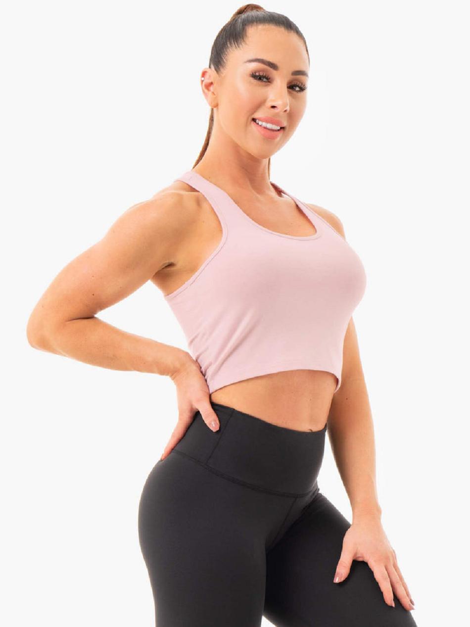 Pink Women's Ryderwear Cropped Racer Tanks | HY7048652