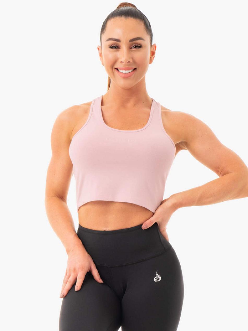 Pink Women\'s Ryderwear Cropped Racer Tanks | HY7048652