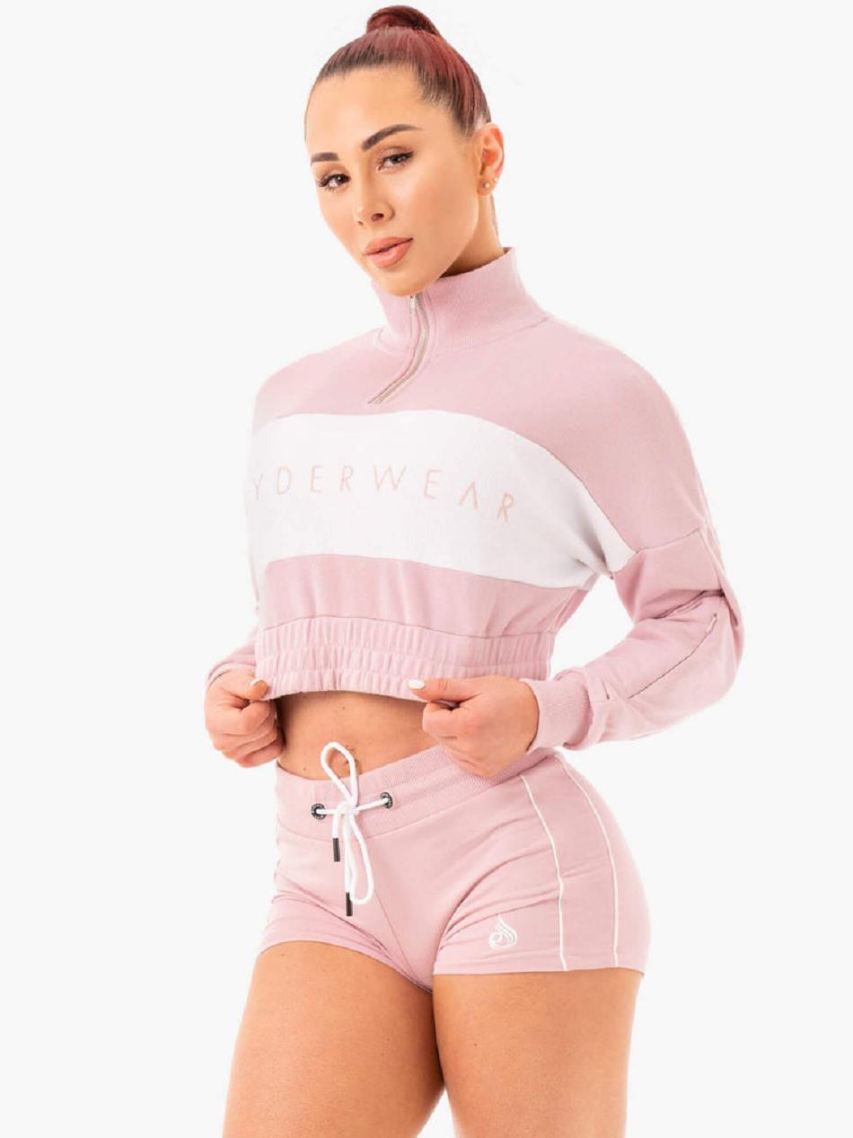 Pink Women\'s Ryderwear Cropped Track Jumper Top | 6Y6092189