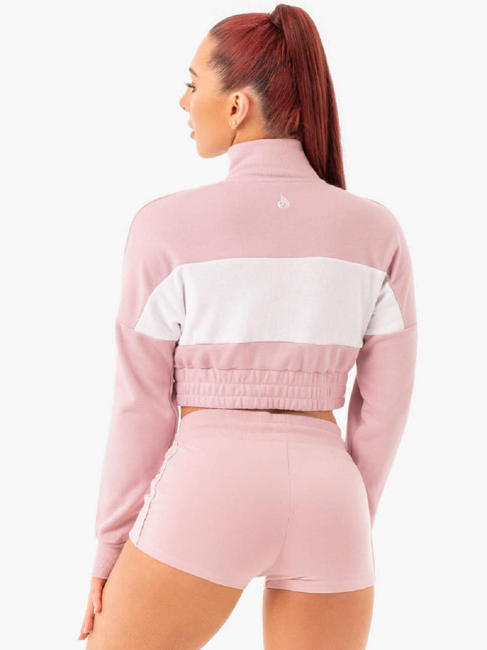 Pink Women's Ryderwear Cropped Track Jumper Trackset | REH48317