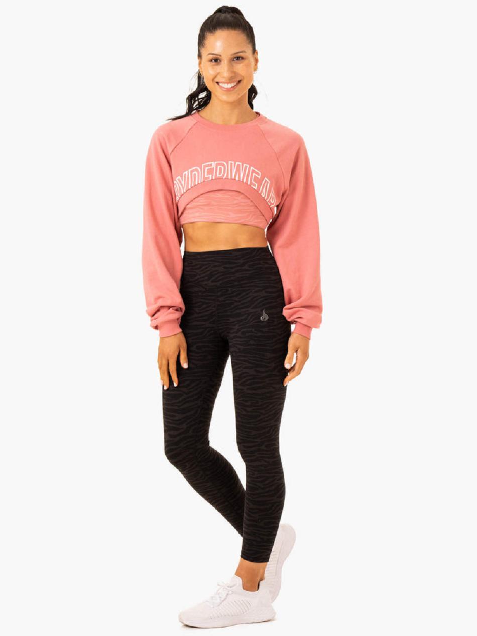 Pink Women's Ryderwear Emerge Super Crop Sweater Top | 628Y61117