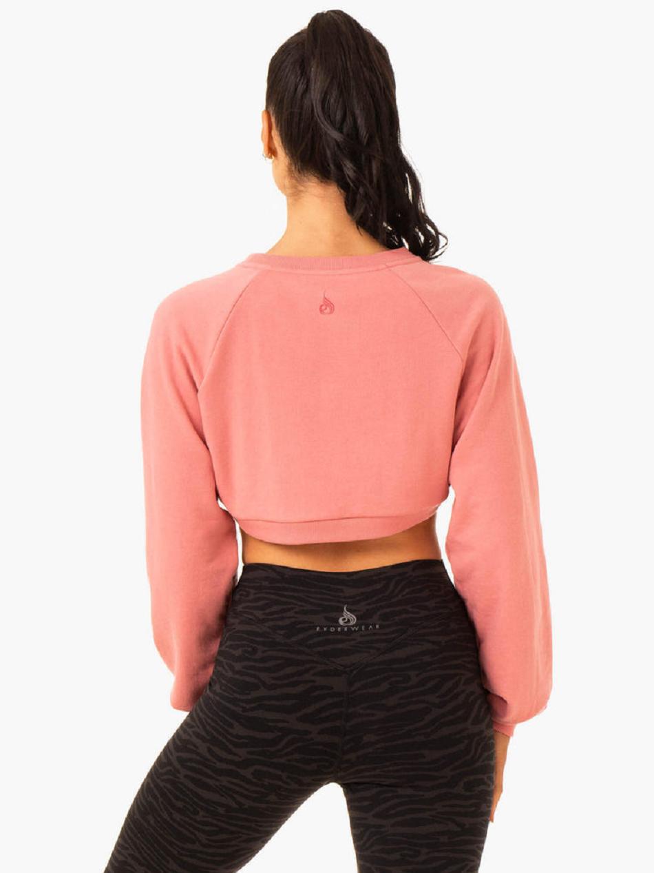 Pink Women's Ryderwear Emerge Super Crop Sweaters | 6Y7419345