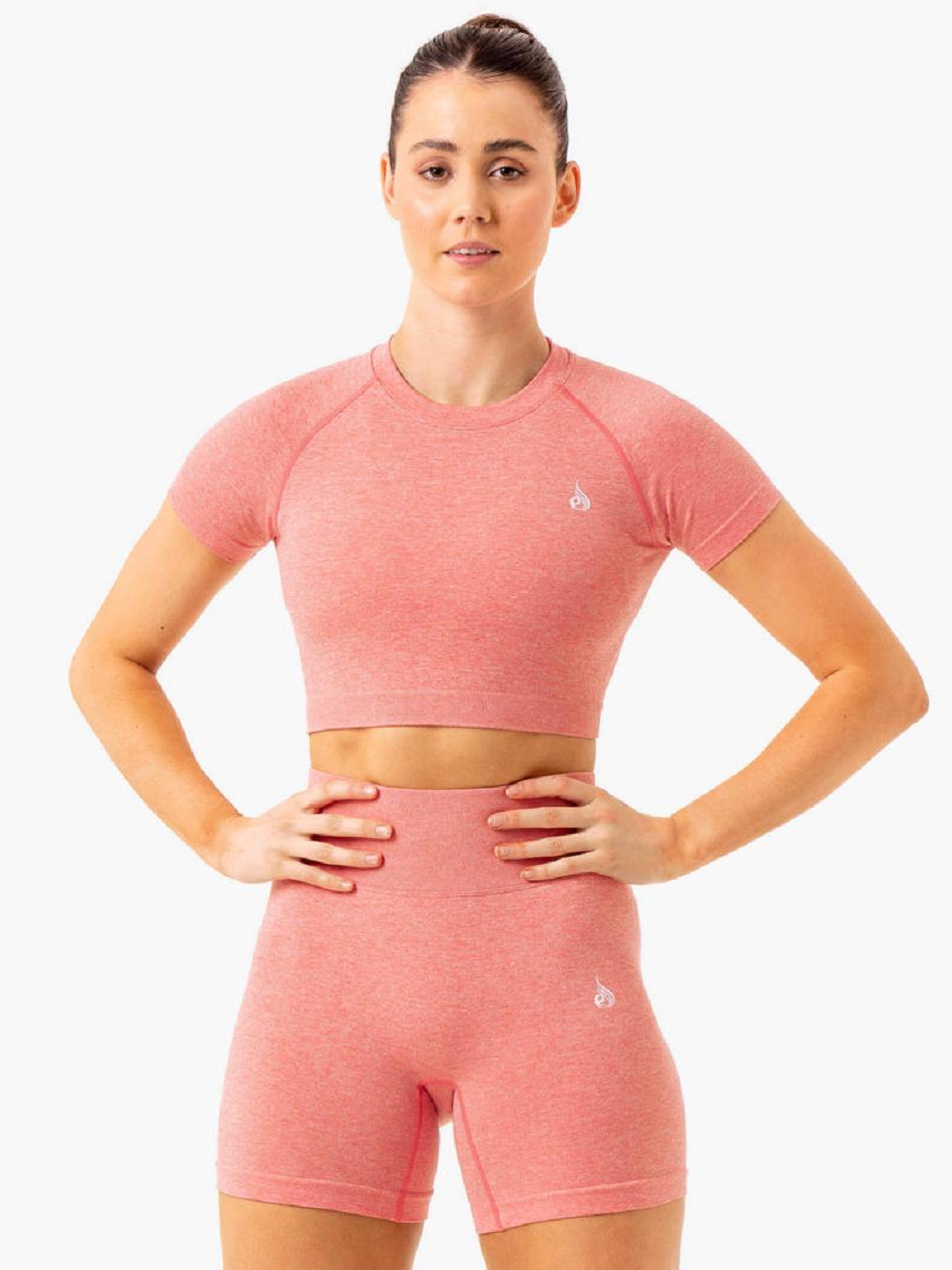 Pink Women\'s Ryderwear Essential Seamless T-shirt | 6Y7393151