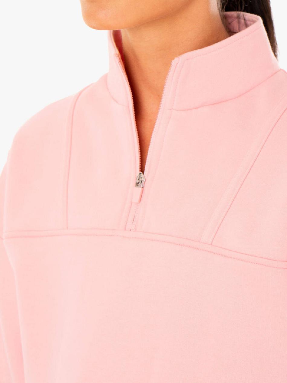 Pink Women's Ryderwear Evolution Half Zip Sweater Top | 125IV68739