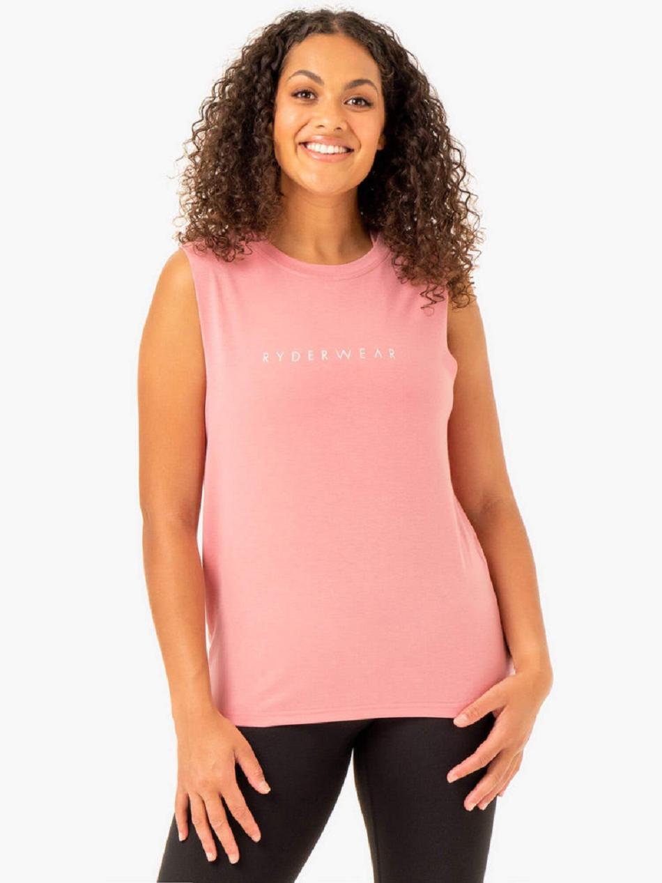 Pink Women's Ryderwear Foundation Muscle Tanks | XG6861167