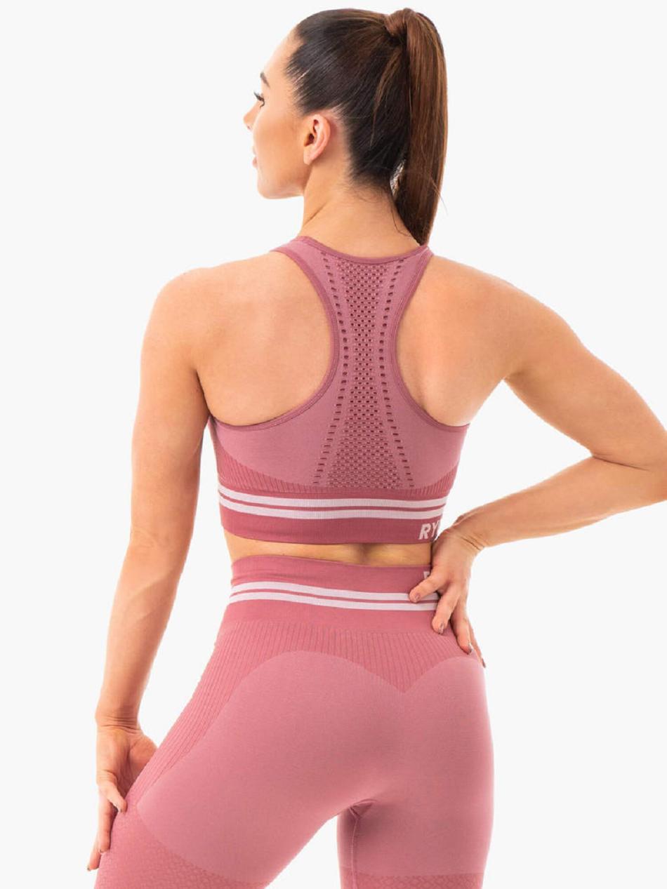 Pink Women's Ryderwear Freestyle Longline Sports Bra Seamless | HR4720300