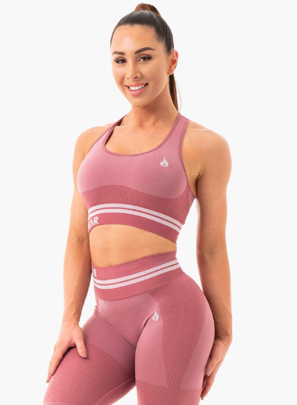 Pink Women's Ryderwear Freestyle Longline Sports Bra Seamless | HR4720300