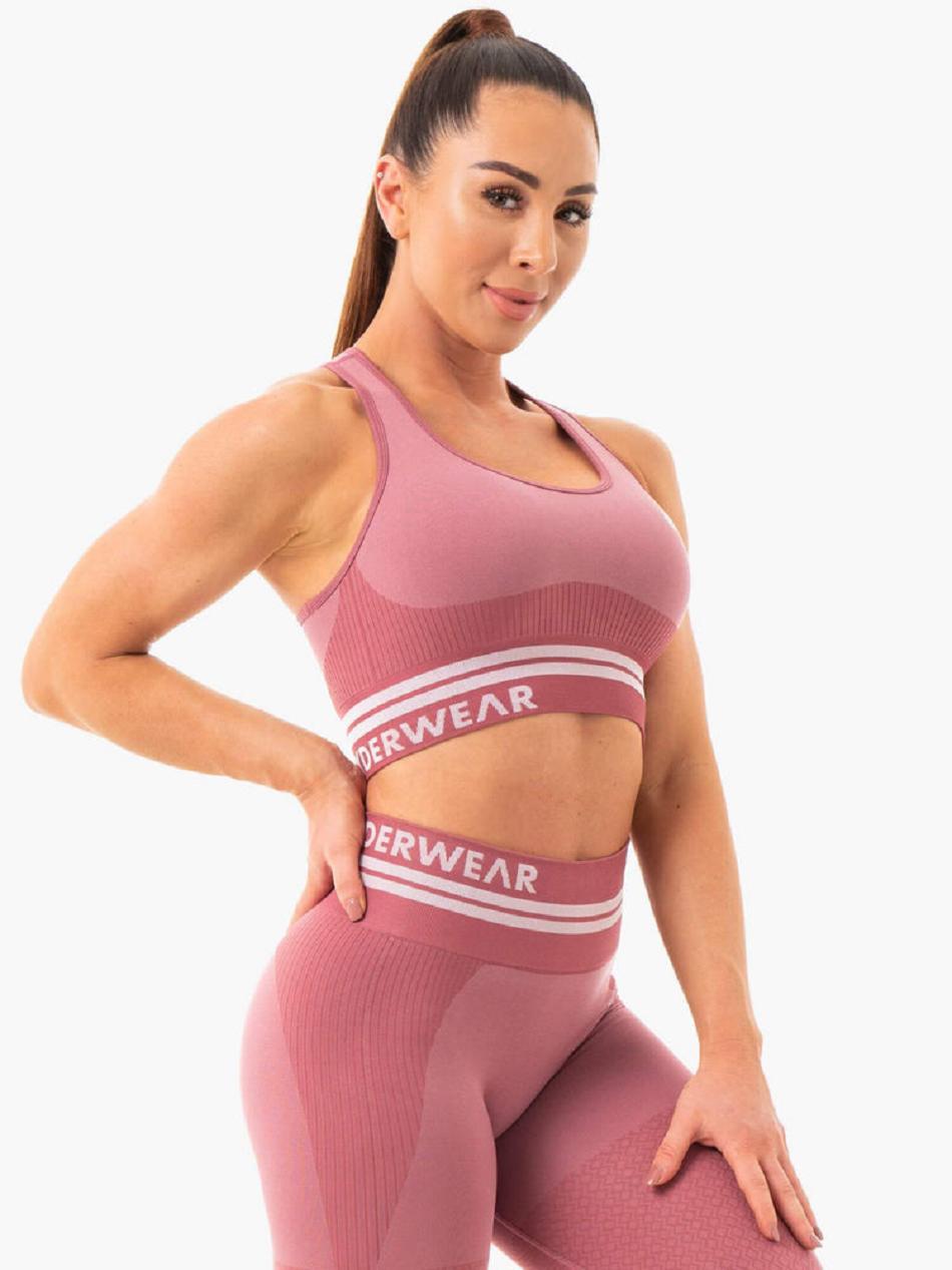 Pink Women's Ryderwear Freestyle Longline Sports Bra Seamless | HR4720300