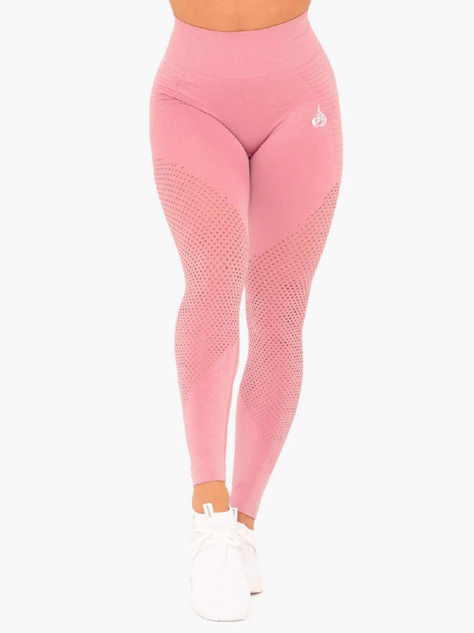 Pink Women's Ryderwear Geo High Waisted Leggings Seamless | FG4377611