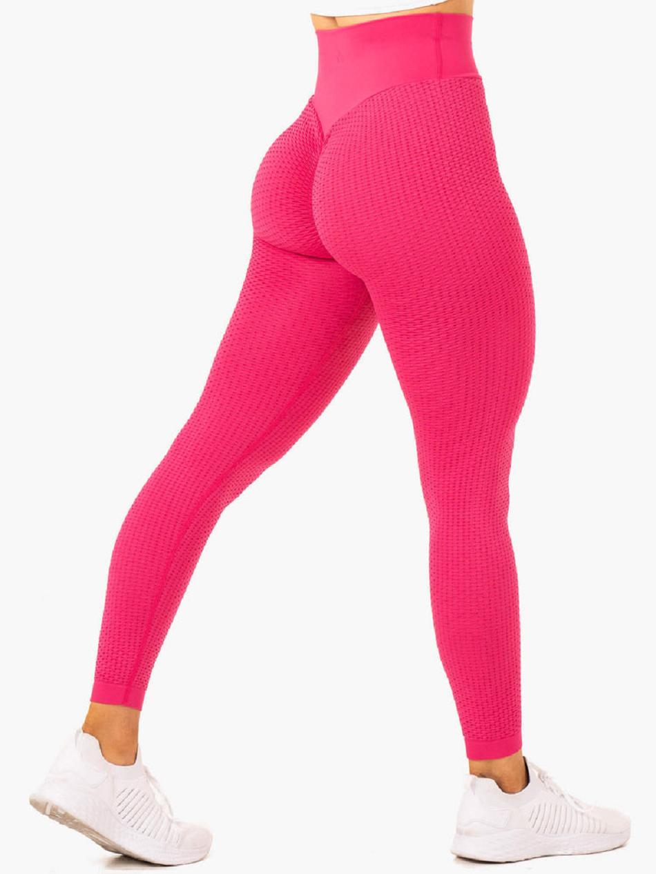 Pink Women's Ryderwear Honeycomb Scrunch Seamless Leggings | G2T26722