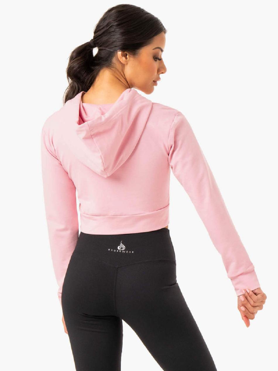 Pink Women's Ryderwear Hybrid Fitted Hoodie | 166F93244