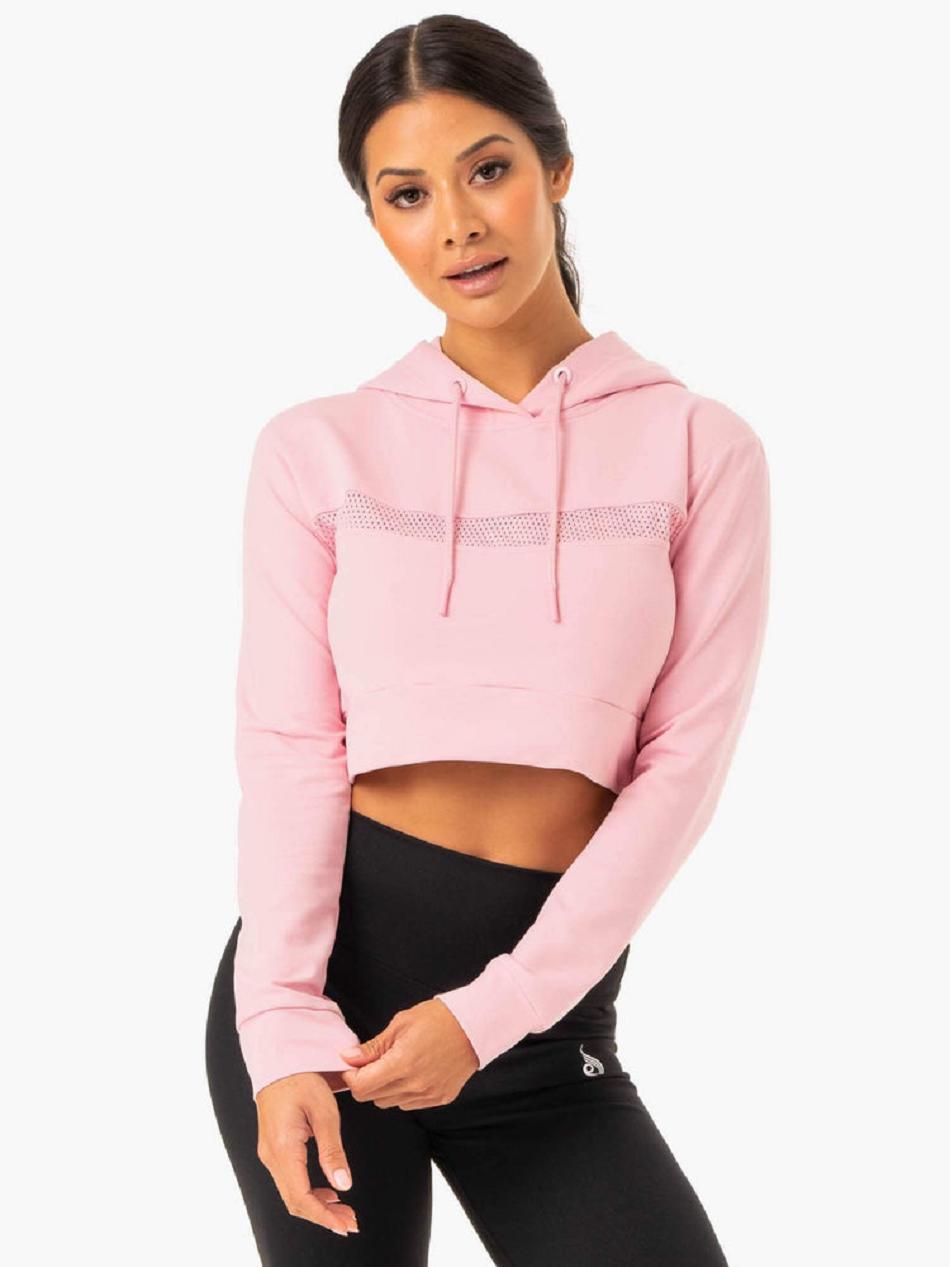 Pink Women\'s Ryderwear Hybrid Fitted Hoodie | 166F93244