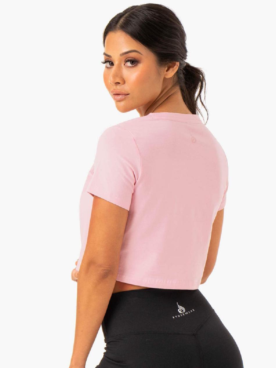 Pink Women's Ryderwear Hybrid Mesh Tee Top | 134DF43254