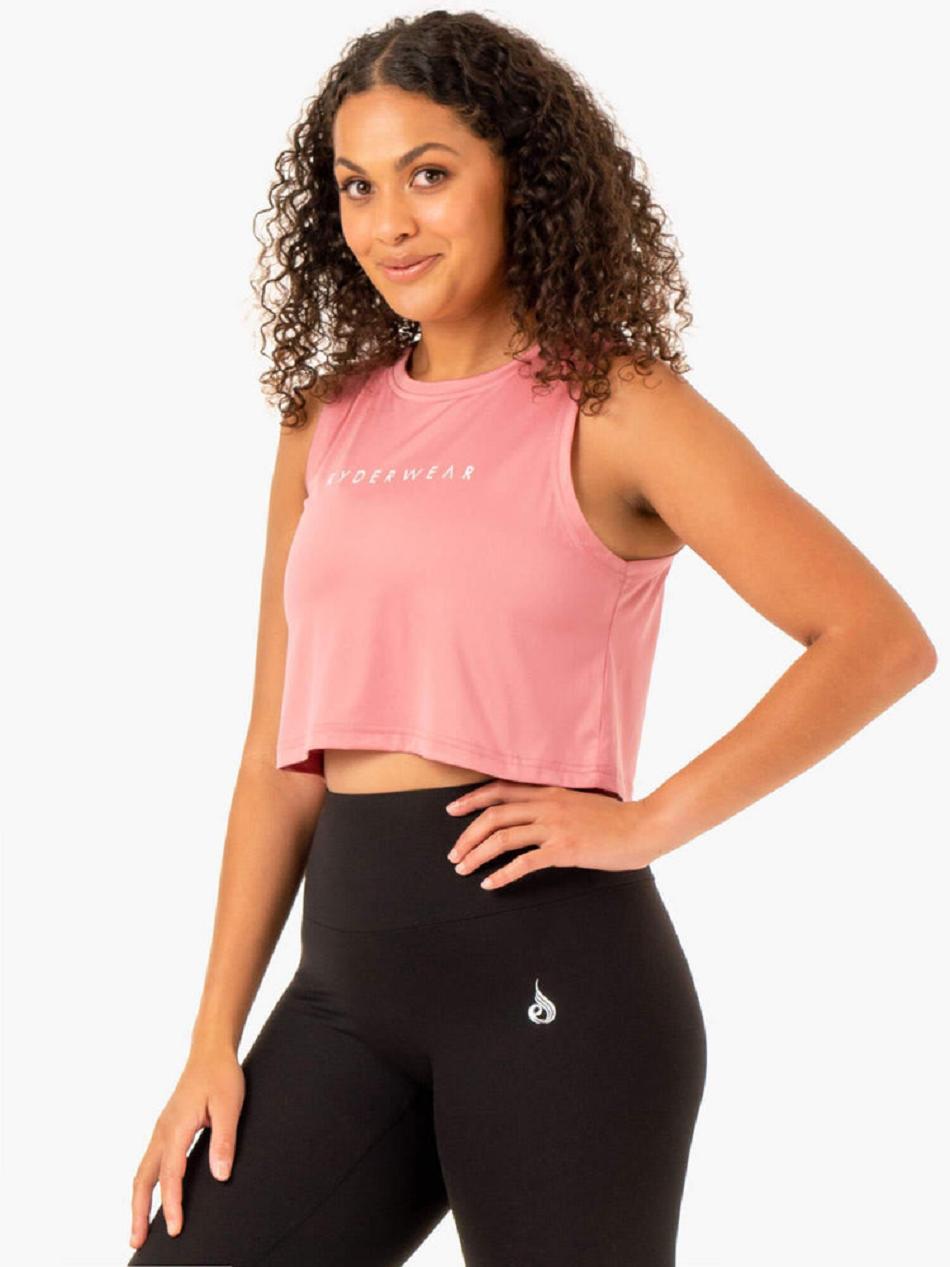 Pink Women's Ryderwear Hybrid Muscle Tank Top | 64SB38377