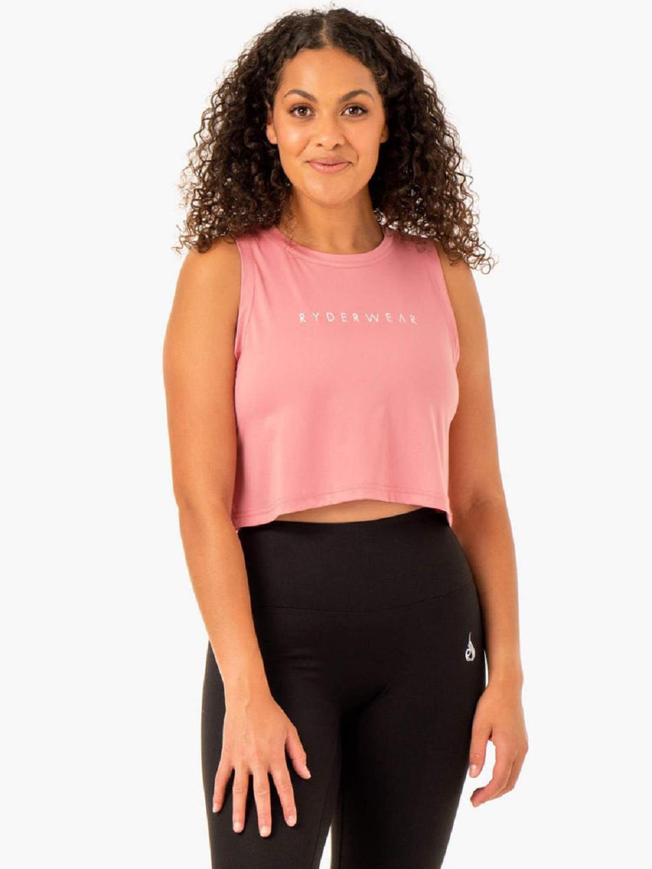 Pink Women\'s Ryderwear Hybrid Muscle Tank Top | 64SB38377