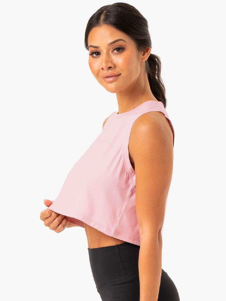 Pink Women's Ryderwear Hybrid Muscle Tanks | TNTY70980