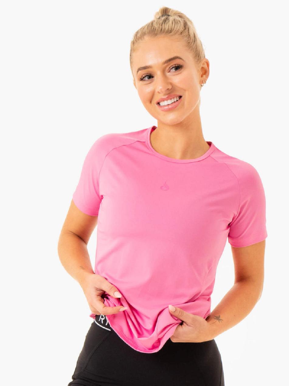 Pink Women's Ryderwear Level Up Training T-shirt | 133IV50852