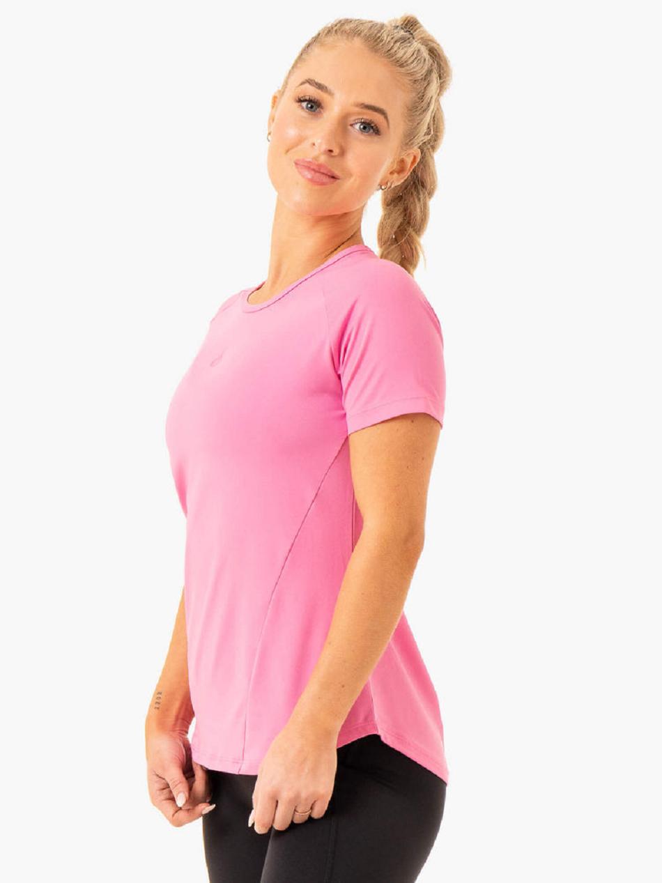 Pink Women's Ryderwear Level Up Training T-shirt | 133IV50852