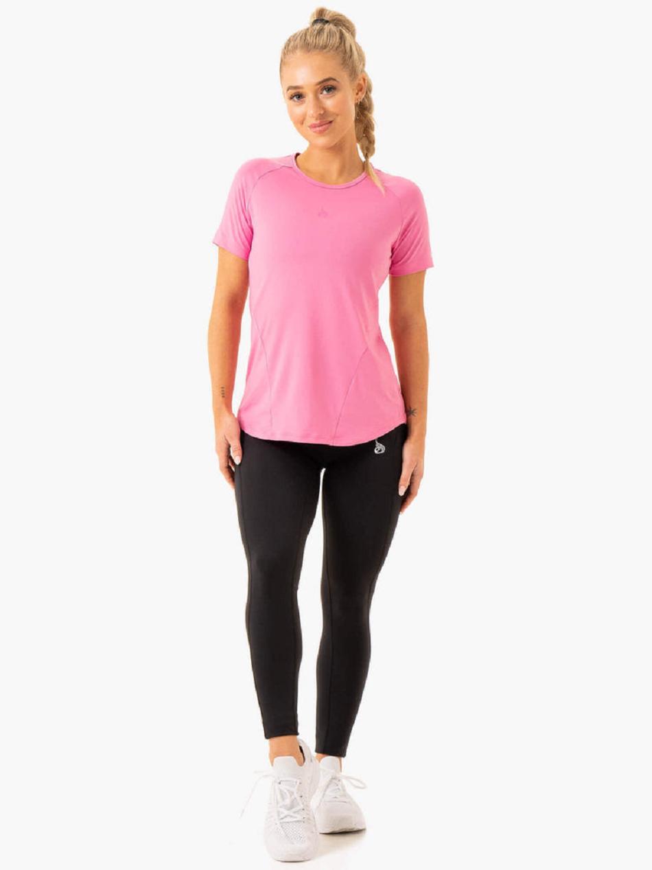 Pink Women's Ryderwear Level Up Training T-shirt | 133IV50852