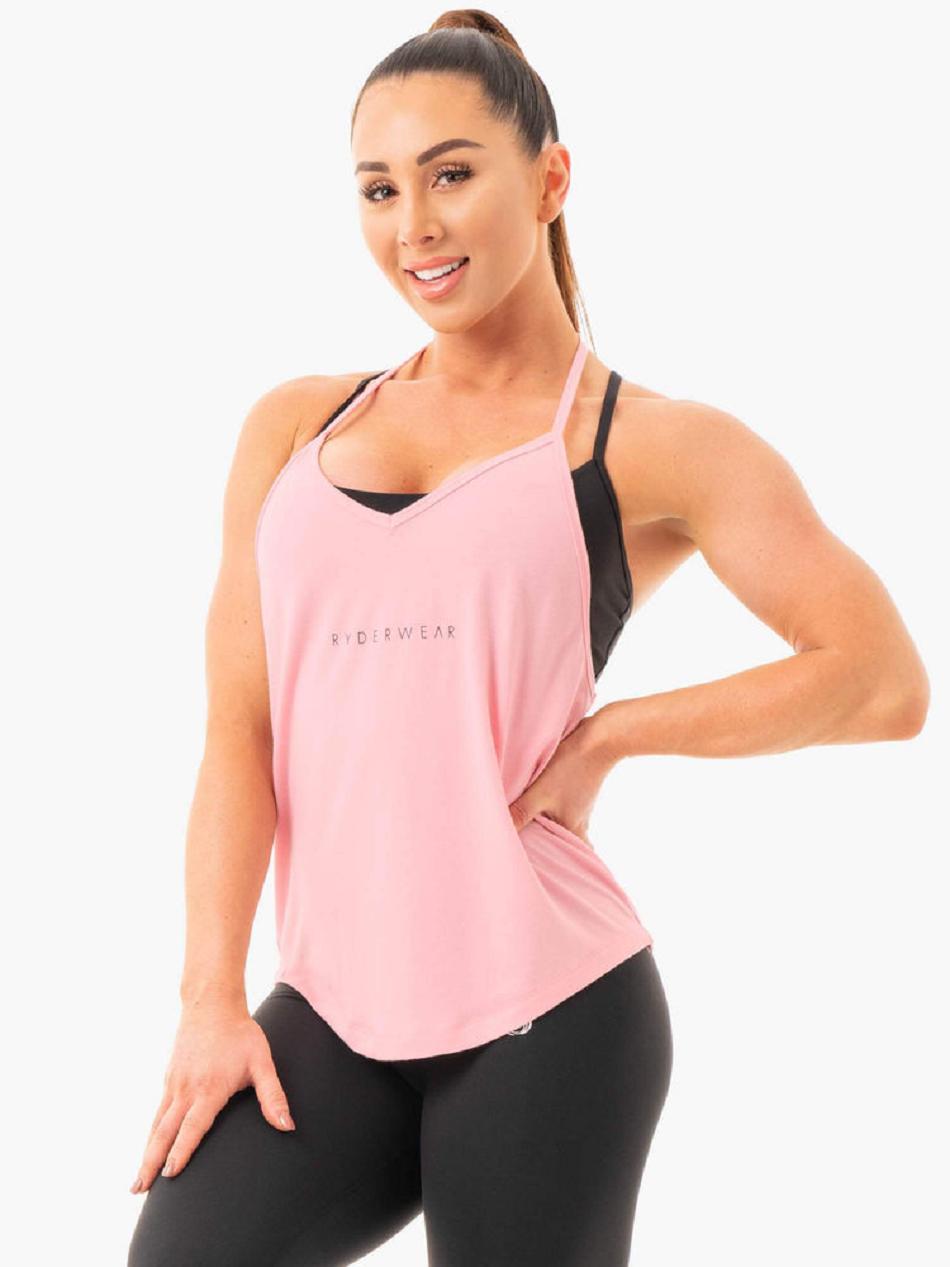 Pink Women's Ryderwear Luxe Tanks | 6Y7040340