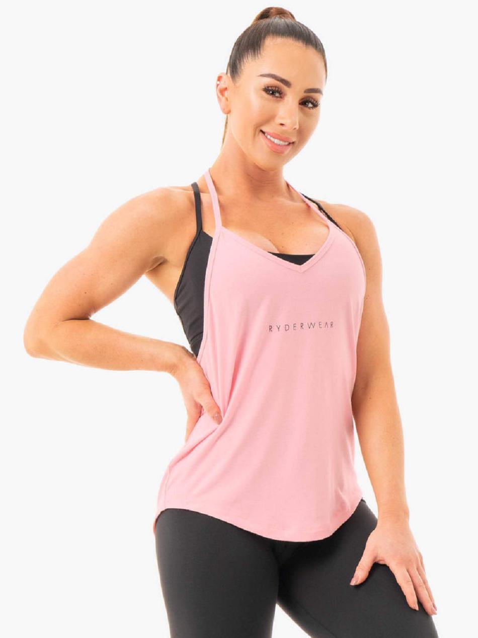 Pink Women's Ryderwear Luxe Tanks | 6Y7040340