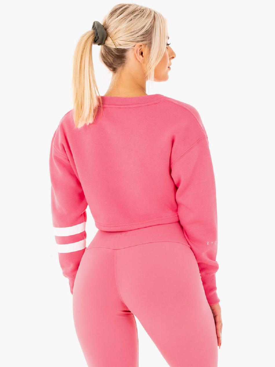 Pink Women's Ryderwear Motion Cropped Sweater Top | 60YH94739