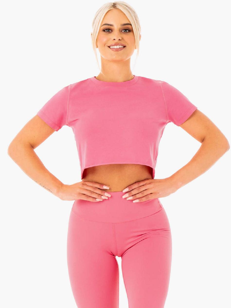 Pink Women\'s Ryderwear Motion Cropped T-Shirt Top | 97S34298