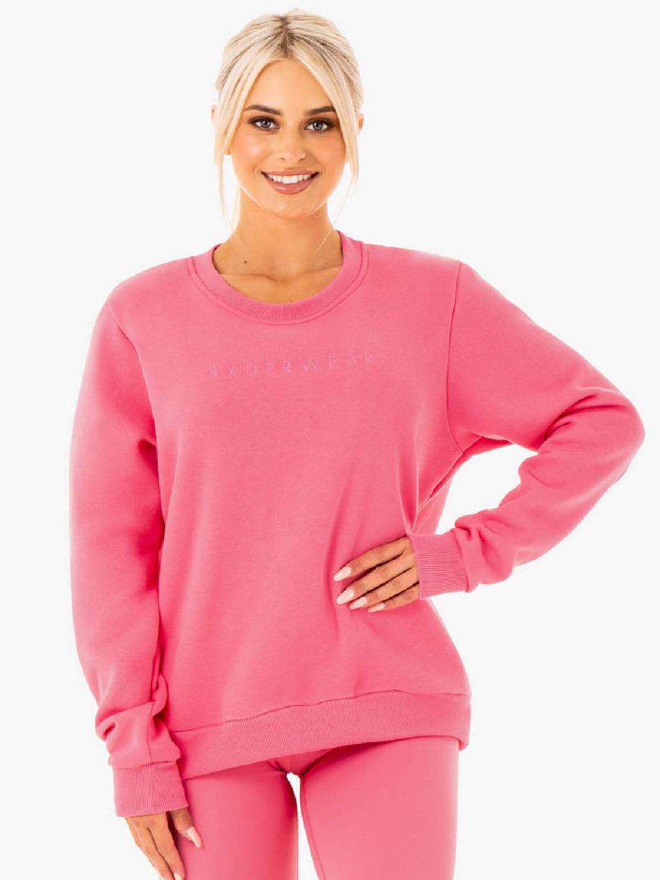 Pink Women's Ryderwear Motion Oversized Sweater Active Lounge | 139IV96282