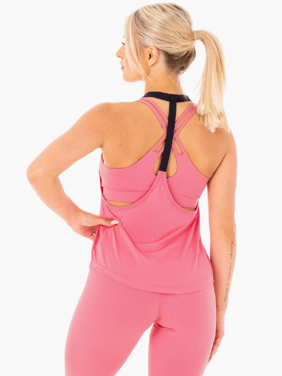 Pink Women's Ryderwear Motion Slinky T-Back Top | DF5612628