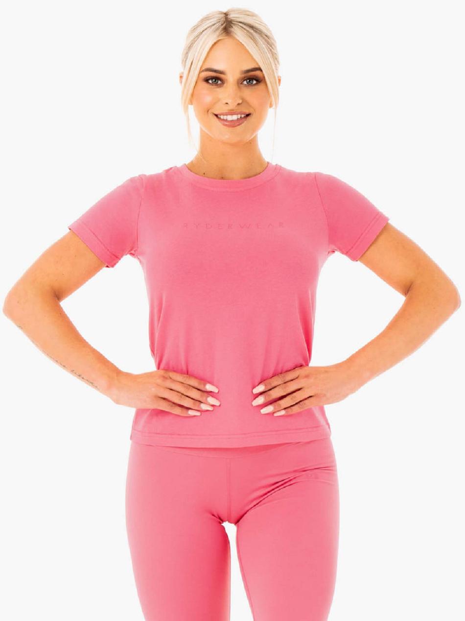 Pink Women's Ryderwear Motion T-Shirt Top | FG69069