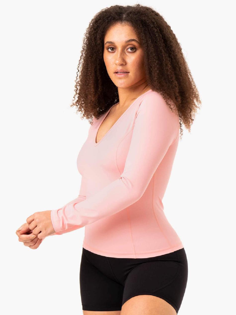 Pink Women's Ryderwear NKD Align Long Sleeve Training Top Top | 100S10274