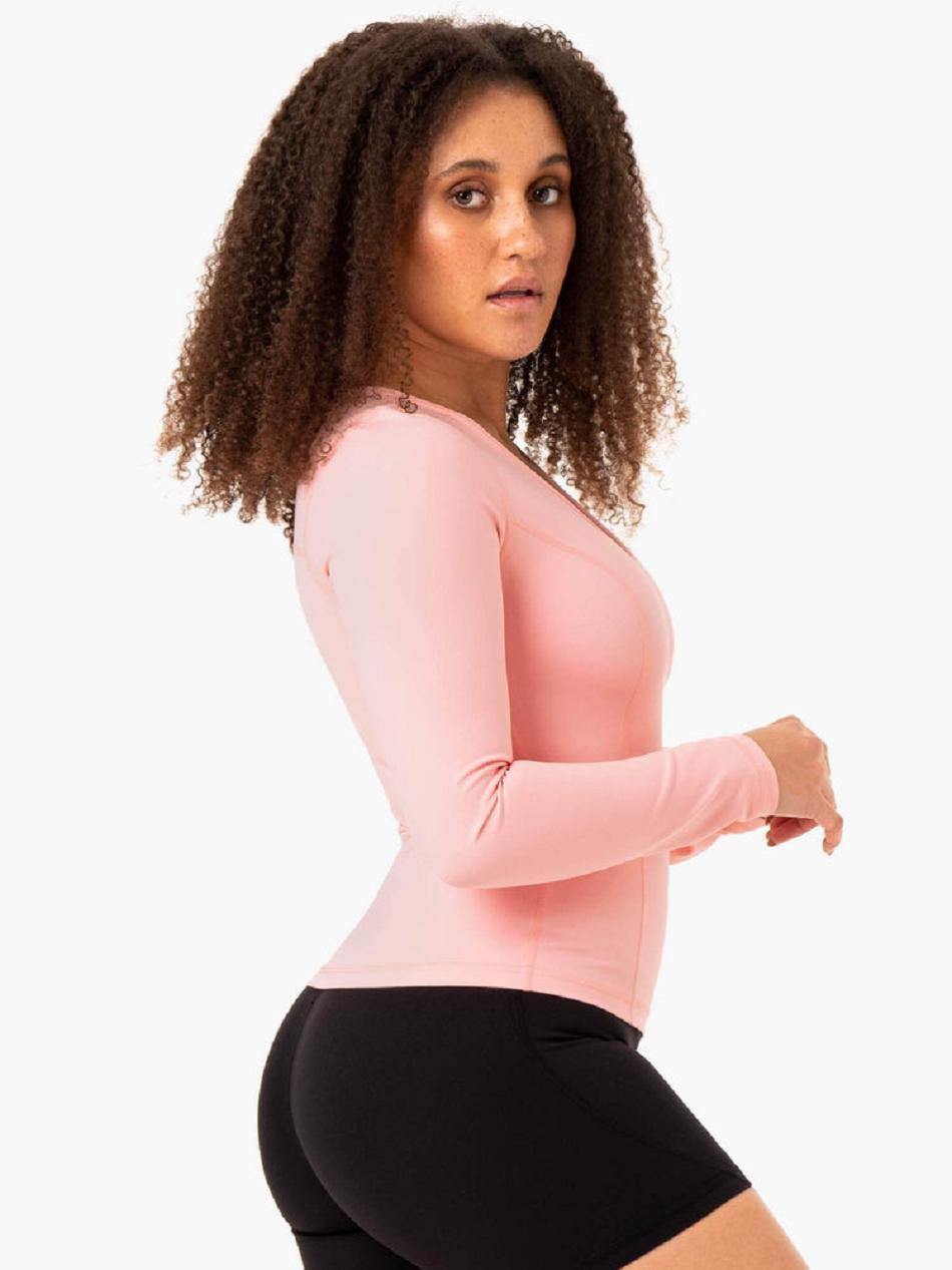 Pink Women's Ryderwear NKD Align Long Sleeve Training Top Top | 100S10274