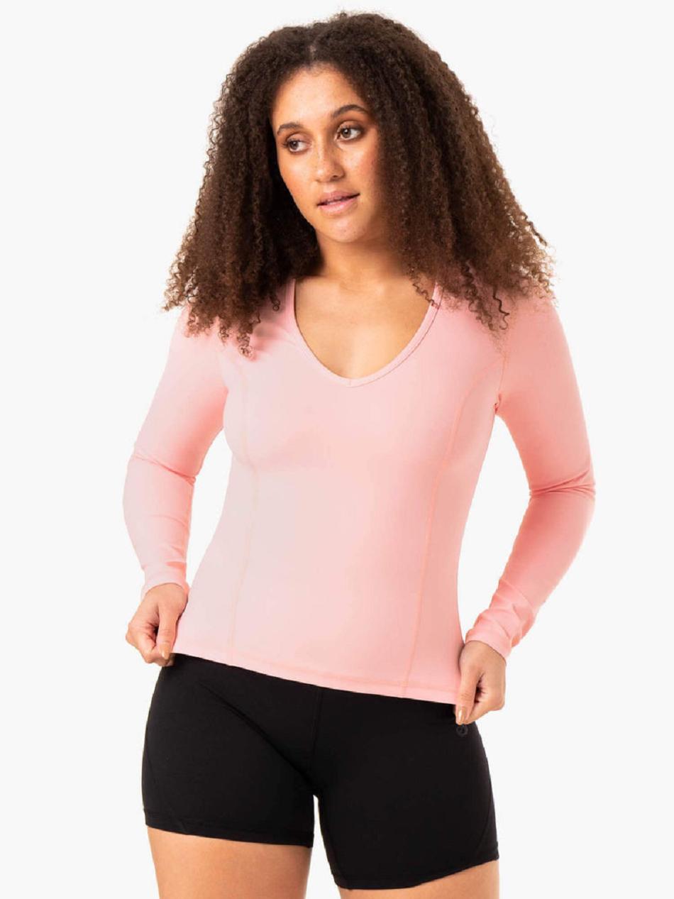 Pink Women\'s Ryderwear NKD Align Long Sleeve Training Top Top | 100S10274